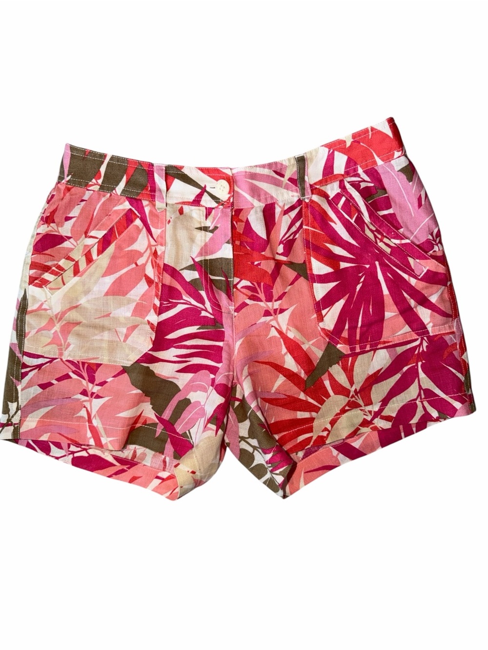 Tommy Bahama Linen Pink Tropical Print Shorts Size 6
